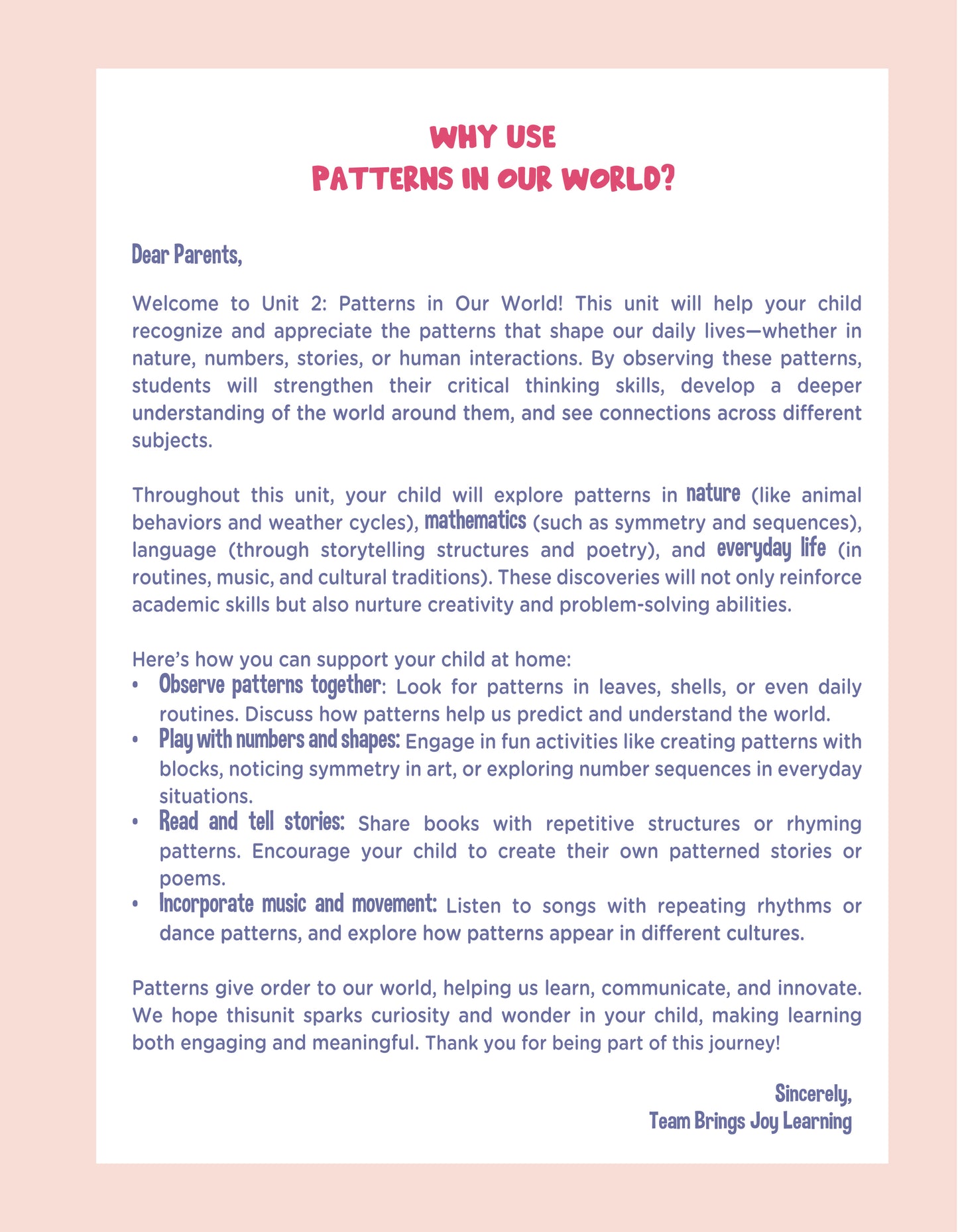 2nd Grade Unit 2: Patterns in Our World (Ebook)